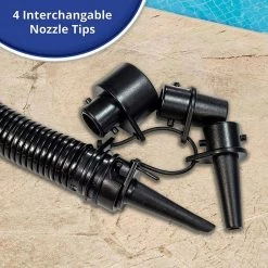 Heavy-Duty Dual Action Hand Pump with 4-Nozzle Adapters Attachments, Black by Aqua LEISURE -Pool Supplies Sales Store aqua leisure pool replacement parts aqx18967 c3 1000