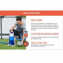 0 sq. ft. Flowclear Transparent Filter Above Ground Pool Pump 2500 GPH by Bestway -Pool Supplies Sales Store bestway cartridge pool filters 58671e bw 1f 1000