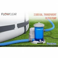 0 sq. ft. Flowclear Transparent Filter Above Ground Pool Pump 2500 GPH by Bestway -Pool Supplies Sales Store bestway cartridge pool filters 58671e bw 4f 1000