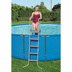 52 in. Steel Ladder for Above Ground Swimming Pool No-Slip Steps by Bestway -Pool Supplies Sales Store bestway pool ladders 58337e bw fa 1000