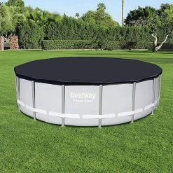 16 ft. Round PVC Pool Cover for Above Ground Pro Frame Pools by Bestway 17 16 ft. Round PVC Pool Cover for Above Ground Pro Frame Pools by Bestway -Pool Supplies Sales Store black bestway pool leaf nets 58249e bw 31 1000