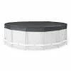 16 ft. Round PVC Pool Cover for Above Ground Pro Frame Pools by Bestway 2 16 ft. Round PVC Pool Cover for Above Ground Pro Frame Pools by Bestway -Pool Supplies Sales Store black bestway pool leaf nets 58249e bw 64 1000