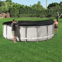 16 ft. Round PVC Pool Cover for Above Ground Pro Frame Pools by Bestway 15 16 ft. Round PVC Pool Cover for Above Ground Pro Frame Pools by Bestway -Pool Supplies Sales Store black bestway pool leaf nets 58249e bw fa 1000