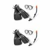 Black Reef Rider Sport Pool Plastic Goggle Mask Snorkeling Set 14 to Adult (2-Pack) by Intex