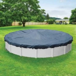 Premium Mesh XL 24 ft. Round Blue and Black Mesh Above Ground Winter Pool Cover by Robelle