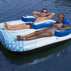 Hydro Force Indigo Wave 2-Person Inflatable Double Pool Lounger Float by Bestway -Pool Supplies Sales Store blue and white bestway pool floats 43534e bw 31 1000