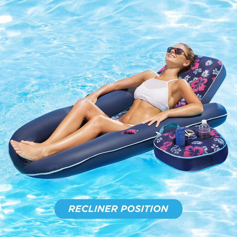 Campania 2-In-1 Inflatable Pool Float Set, Floral and Navy Hibiscus by Aqua LEISURE 10 Campania 2-In-1 Inflatable Pool Float Set, Floral and Navy Hibiscus by Aqua LEISURE - Image 8