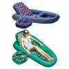Campania 2-In-1 Inflatable Pool Float Set, Floral and Navy Hibiscus by Aqua LEISURE -Pool Supplies Sales Store blue aqua leisure pool floats aql14856az azl14856s1 64 1000