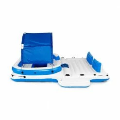 Tropical Breeze 6 Person Floating Island Lounge Raft Bundled with Vinyl Repair Patch Kit by Bestway -Pool Supplies Sales Store blue bestway pool floats 43105e bw 59631ep 1f 1000