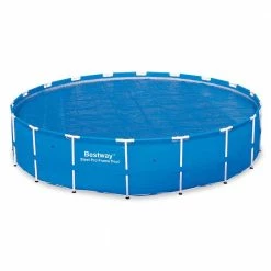 58173E 18 ft. Round Above Ground Swimming Pool Solar Heat Cover, Blue by Bestway