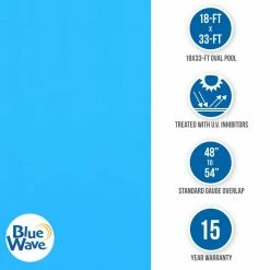 Blue 18 ft. x 33 ft. Oval Standard Gauge Overlap Liner - 48/54-in by Blue Wave -Pool Supplies Sales Store blue blue wave above ground pool liners nl333 20 1f 1000