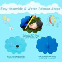 Blue Inflatable Kids Hippo Bounce House Slide Climbing Wall Splash Pool with Bag by Costway -Pool Supplies Sales Store blue costway pool toys op70100 1f 1000