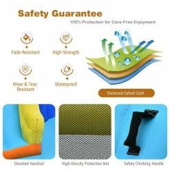 75 in. x 207 in. Blue Oxford Cloth Inflatable Water Slide Climbing Bounce House Splash Pool with 735-Watt Blower by Gymax -Pool Supplies Sales Store blue gymax pool floats gym07796 44 1000