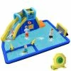 75 in. x 207 in. Blue Oxford Cloth Inflatable Water Slide Climbing Bounce House Splash Pool with 735-Watt Blower by Gymax