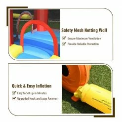 142 in. x 110 in. x 79 in. Cloth Blue Kid Inflatable Bounce House Slide Jumping Castle with Soccer Goal Ball Pit&Blower by Gymax -Pool Supplies Sales Store blue gymax pool toys gym05994 76 1000