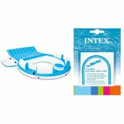 Inflatable Vinyl Splash N Chill Island Raft Lounger and Wet Set Repair 6 Patch Kit, Blue by Intex
