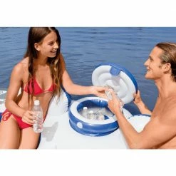 5 Seat Lounging Pool Float and 2 Seat Pool Tube Float with Cooler and Repair Kit by Intex -Pool Supplies Sales Store blue intex pool floats 57272ep 58837ep 76 1000