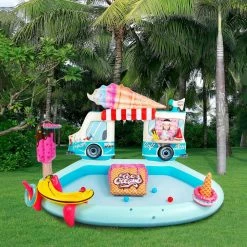 82 in. W Plastic Ice Cream Truck Inflatable Swimming Spray Pool and Play Center by Northlight