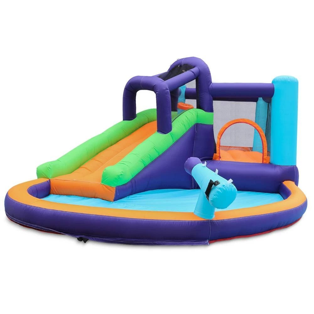 Blue Inflatable Bounce House for Kids Play Water Park with Slide Bouncing Area Playing Pool Climbing Wall Air Blower by Kingdely 3 Blue Inflatable Bounce House for Kids Play Water Park with Slide Bouncing Area Playing Pool Climbing Wall Air Blower by Kingdely
