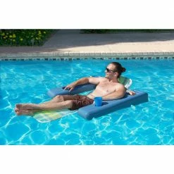 Caribbean Plaid PVC Swimming Pool Float Lounge by Poolmaster -Pool Supplies Sales Store blue poolmaster pool floats 70733 1d 1000