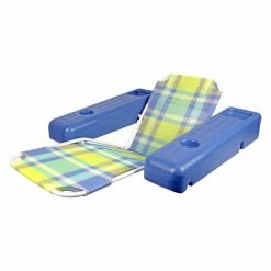 Caribbean Plaid PVC Swimming Pool Float Lounge by Poolmaster -Pool Supplies Sales Store blue poolmaster pool floats 70733 40 1000