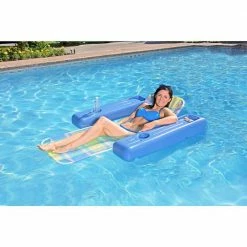 Caribbean Plaid PVC Swimming Pool Float Lounge by Poolmaster -Pool Supplies Sales Store blue poolmaster pool floats 70733 66 1000