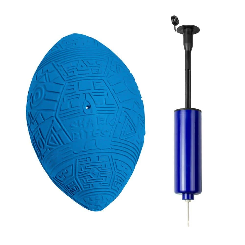 9 in. (Blue) Shark Bites Swimming Pool and Outdoor Grip Football and Air Hand Pump Combo by Poolmaster 4 9 in. (Blue) Shark Bites Swimming Pool and Outdoor Grip Football and Air Hand Pump Combo by Poolmaster - Image 2