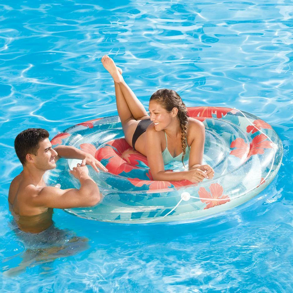 65 in. Red and Blue Hibiscus Island Float by Summer Waves 5 65 in. Red and Blue Hibiscus Island Float by Summer Waves - Image 3