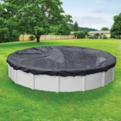 Economy 28 ft. Round Blue Solid Above Ground Winter Pool Cover by Robelle