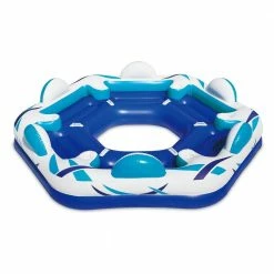6-Person Blue Inflatable Party Pad Pool Beach Lake Float with Cupholders by Summer Waves