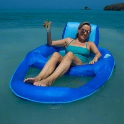 Blue XL Vinyl Spring Float Recliner Water Summer Relaxation Lounge Seat (2-Pack) by SwimWays -Pool Supplies Sales Store blue swimways pool floats 2 x 6060121 4f 1000