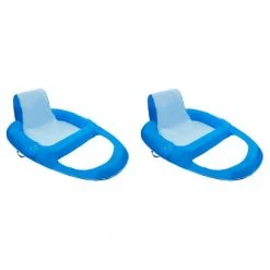 Blue XL Vinyl Spring Float Recliner Water Summer Relaxation Lounge Seat (2-Pack) by SwimWays