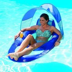 Spring Fabric Float Recliner with Canopy Water Summertime Lounge Seat, Blue (4-Pack) by SwimWays 7 Spring Fabric Float Recliner with Canopy Water Summertime Lounge Seat, Blue (4-Pack) by SwimWays -Pool Supplies Sales Store blue swimways pool floats 4 x 6060073 4f 1000