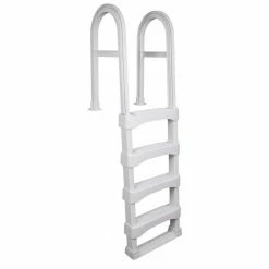 White Snap-Lock Deck Ladder for Above-Ground Pools by Blue Wave