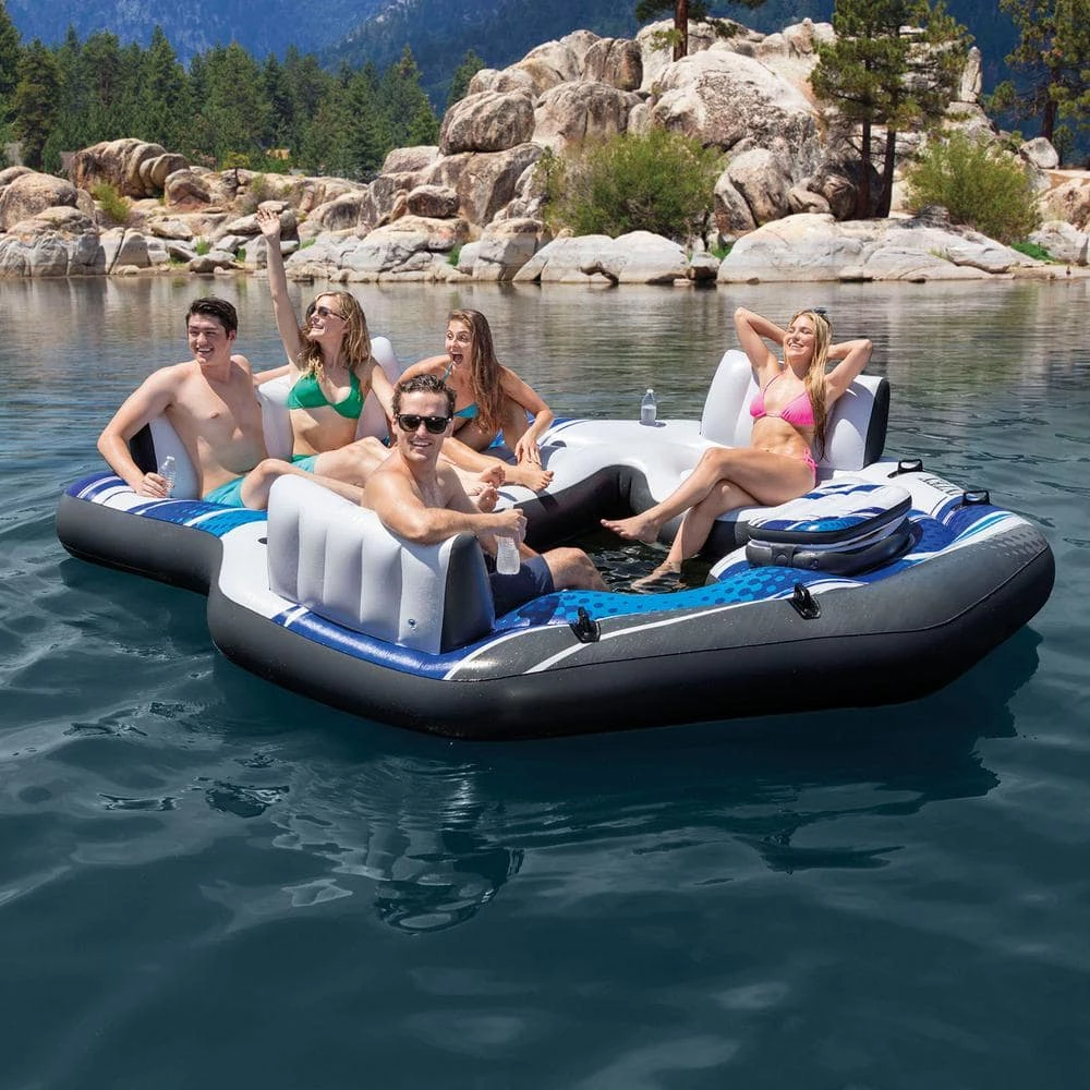 Blue Adult 5-Seat Inflatable Tropical Island Lounging Pool Float by Intex 7 Blue Adult 5-Seat Inflatable Tropical Island Lounging Pool Float by Intex - Image 5