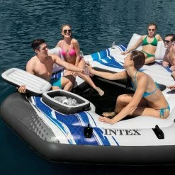 Blue Adult 5-Seat Inflatable Tropical Island Lounging Pool Float by Intex 15 Blue Adult 5-Seat Inflatable Tropical Island Lounging Pool Float by Intex -Pool Supplies Sales Store blue white intex pool floats 57272ep 77 1000