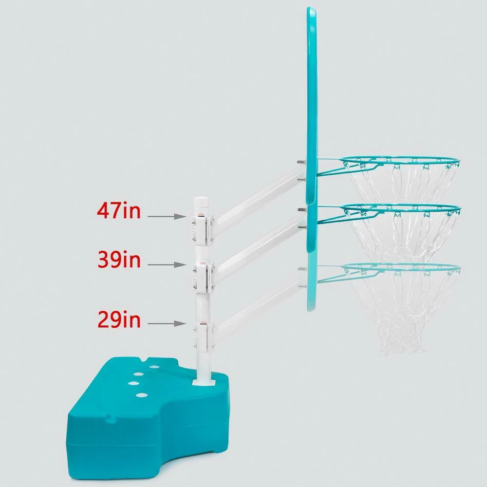 42 in. W Blue Swimming Pool Basketball Goal Adjustable Backboard Hight Pool Side Hoops System by XtremepowerUS 5 42 in. W Blue Swimming Pool Basketball Goal Adjustable Backboard Hight Pool Side Hoops System by XtremepowerUS - Image 3