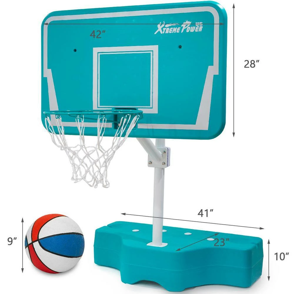 42 in. W Blue Swimming Pool Basketball Goal Adjustable Backboard Hight Pool Side Hoops System by XtremepowerUS 4 42 in. W Blue Swimming Pool Basketball Goal Adjustable Backboard Hight Pool Side Hoops System by XtremepowerUS - Image 2