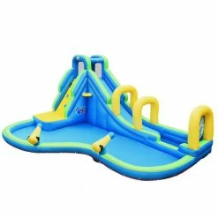 Multi-Color Inflatable Water Slide Kids Bounce House Castle Splash Pool without Blower by Costway -Pool Supplies Sales Store blue yellow green costway pool toys op70401 76 1000