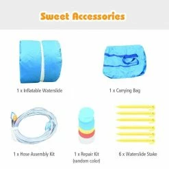 Multi-Color Inflatable Water Slide Kids Bounce House Castle Splash Pool without Blower by Costway -Pool Supplies Sales Store blue yellow green costway pool toys op70401 fa 1000