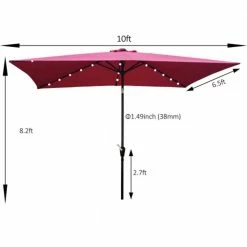 10 ft. x 6.5 ft. Rectangular Patio Solar LED Lighted Outdoor Umbrellas with Crank in Burgundy by Unbranded 9 10 ft. x 6.5 ft. Rectangular Patio Solar LED Lighted Outdoor Umbrellas with Crank in Burgundy by Unbranded -Pool Supplies Sales Store burgundy pool lights wr w65627943 1f 1000