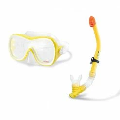 Wave Rider Hypoallergenic Latex Free Mask and Easy Flow Snorkel Set (2-Pack) by Intex -Pool Supplies Sales Store clear and yellow intex swim gear 2 x 55647e 44 1000