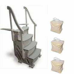 4-Step Entry Steps for Above Ground Swimming Pool with 3 Sand Weights by Confer Plastics
