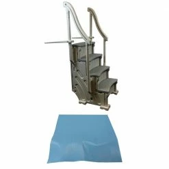 4-Step Grand Entry Steps Plus Mat Pad for Above Ground Swimming Pool by Confer Plastics