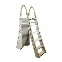 Heavy-Duty A-Frame Above-Ground Pool Ladder Plus Hydro-Tools 9 in. x 24 in. Mat by Confer