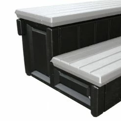 36 in. Resin Spa and Hot Tub Storage Compartment Steps, Gray by Confer 7 36 in. Resin Spa and Hot Tub Storage Compartment Steps, Gray by Confer -Pool Supplies Sales Store confer pool ladders lass36 sc g 4f 1000