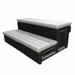 36 in. Resin Spa and Hot Tub Storage Compartment Steps, Gray by Confer