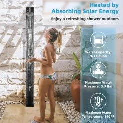 7.2 ft. 9.3 Gal. Solar Heated Shower with Rain Shower, Foot Shower and Hand Shower in Black by Costway 12 7.2 ft. 9.3 Gal. Solar Heated Shower with Rain Shower, Foot Shower and Hand Shower in Black by Costway -Pool Supplies Sales Store costway outdoor showers np10569 4f 1000