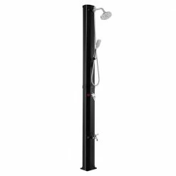 7.2 ft. 9.3 Gal. Solar Heated Shower with Rain Shower, Foot Shower and Hand Shower in Black by Costway