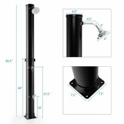 7.2 ft. 10 Gal. Solar Heated Shower with Adjustable Head and Foot Tap Spigot in Black by Costway -Pool Supplies Sales Store costway outdoor showers np10570 4f 1000